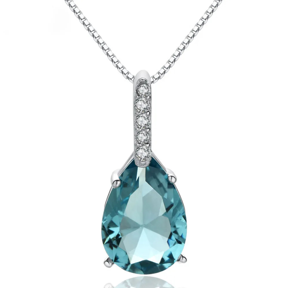 Colier Liquid Sky din argint cu aquamarine