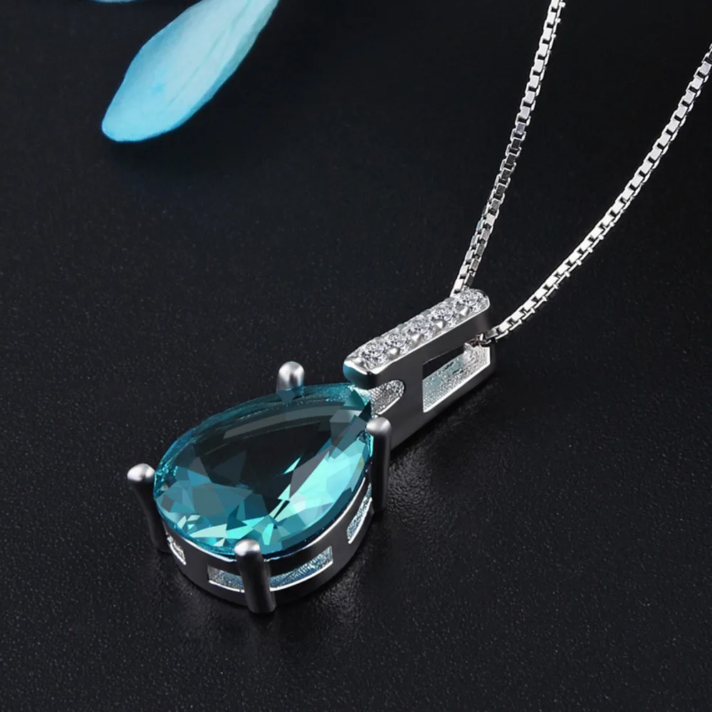 Colier Liquid Sky din argint cu aquamarine - imagine 2