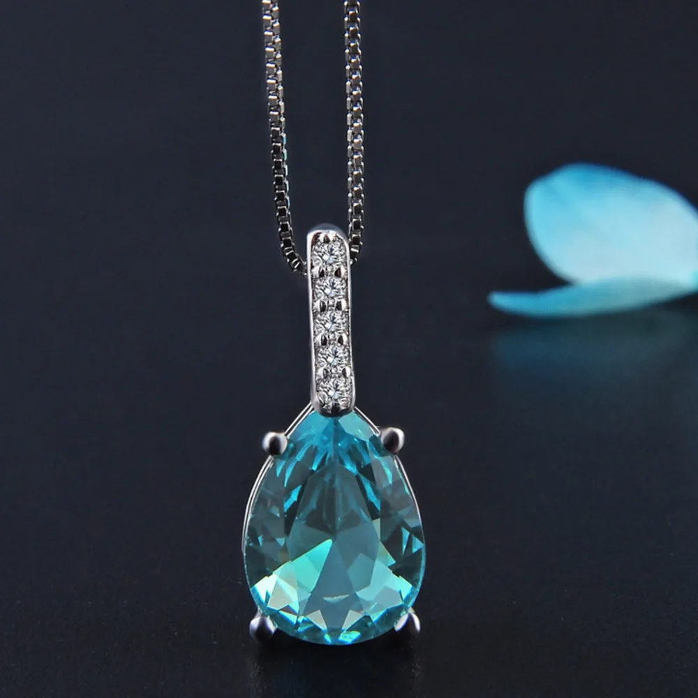Colier Liquid Sky din argint cu aquamarine - imagine 4