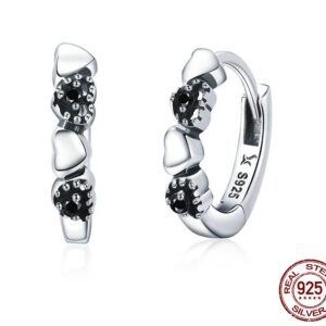 Cercei Black Heart din argint