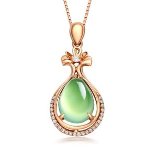 Colier Crystal Jade din Argint placat cu aur roz de 14K