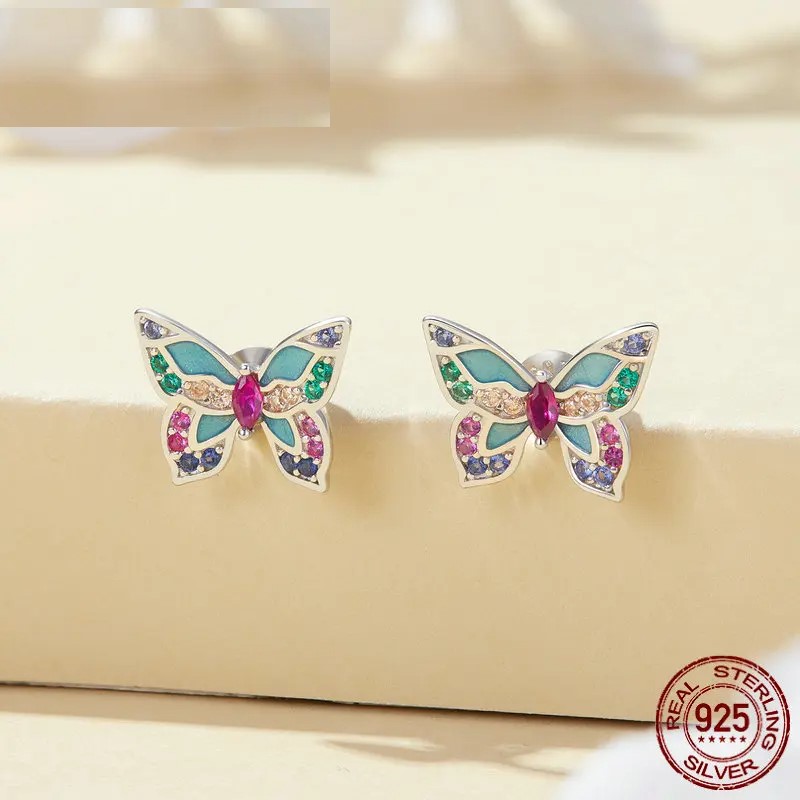 Cercei Rainbow Butterfly Argint 925 - imagine 2