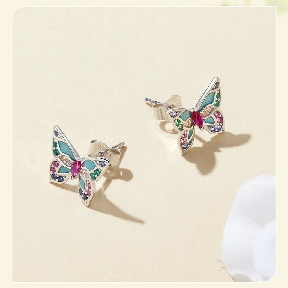 Cercei Rainbow Butterfly Argint 925 - imagine 4