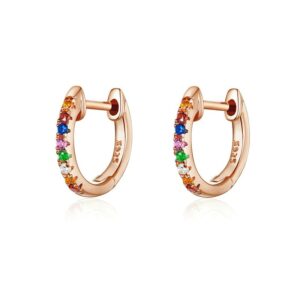 Cercei Shining Pave din argint placat cu aur Roz, multicolori