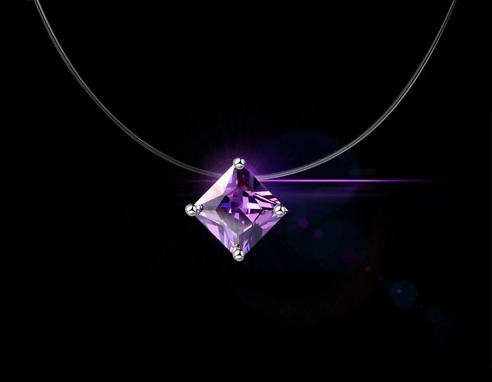 Colier transparent Magic Quadrant Purple