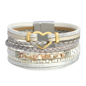Bratara statement multilayer Marble Heart - Boho style