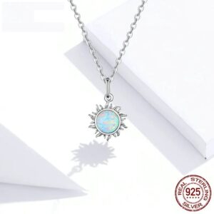 Colier din argint White Opal Sun